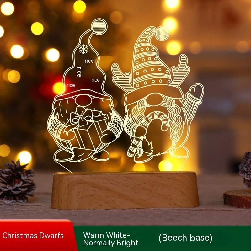 3D Acrylic LED Night Light Festive Holiday Home Decor Ornament