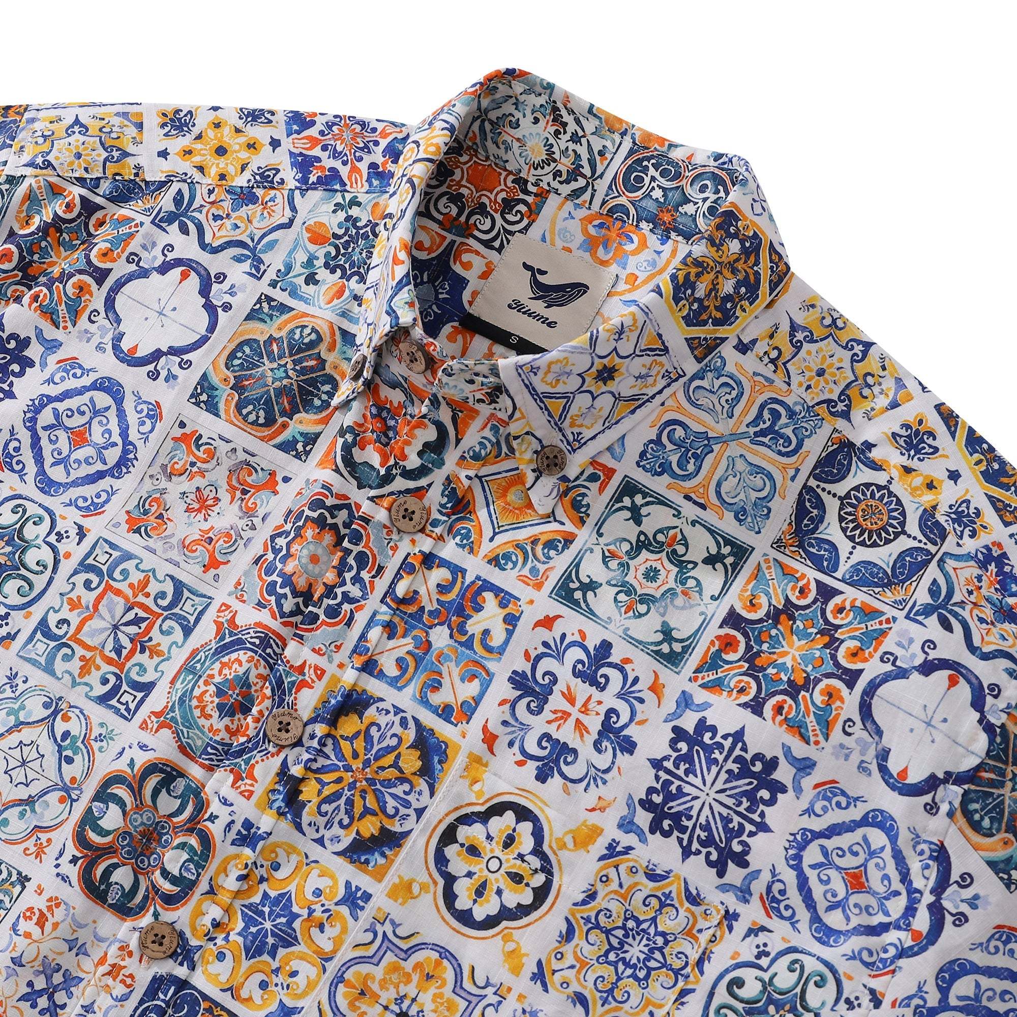 Sicilian Shirt Summer Hawaiian Shirt For Men Colorful Button-down Short Sleeve 100% Cotton Vintage Shirt Mediterranean Passion By Sun