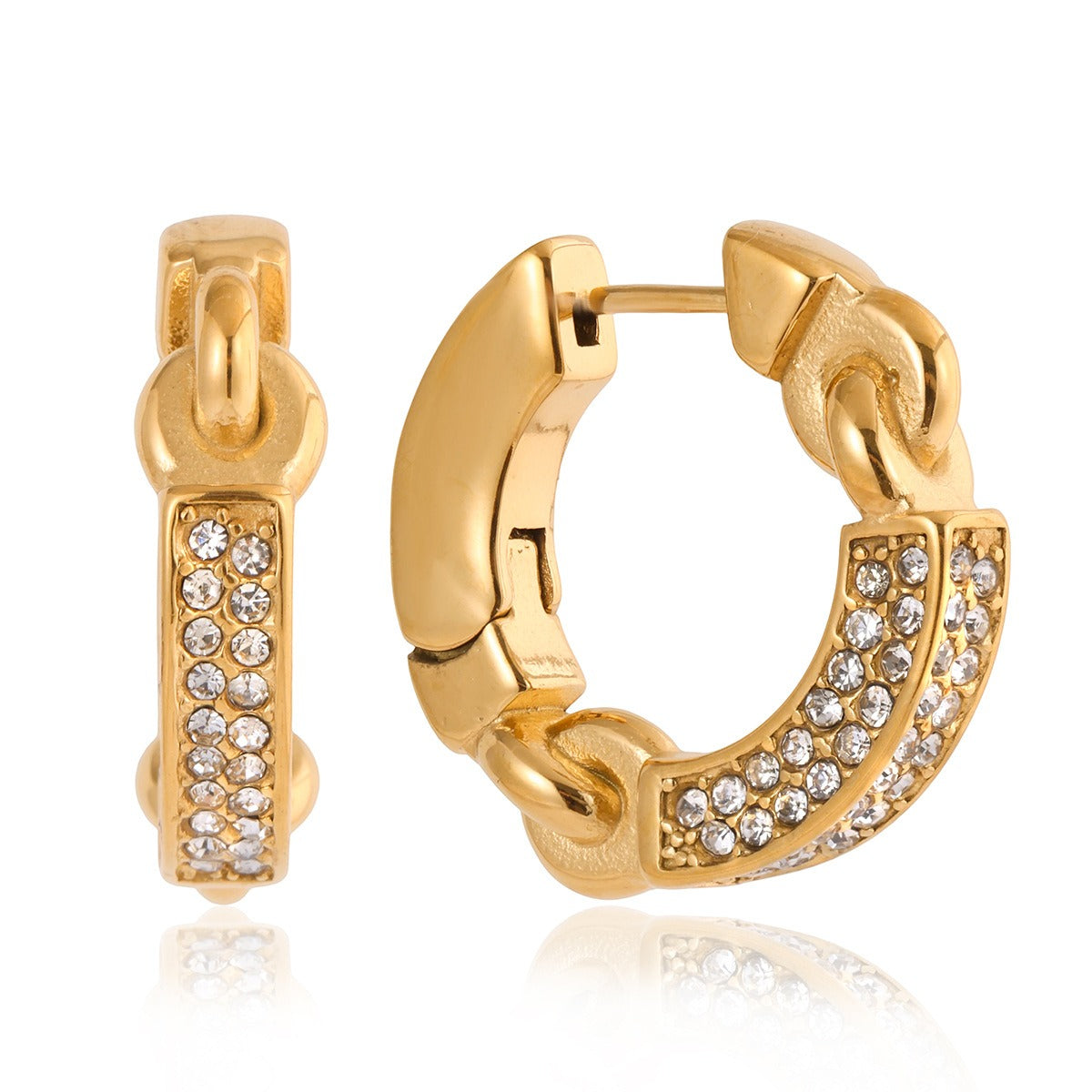 Minimalist 18K Gold Hoop Earrings in Lightweight Titanium Steel
