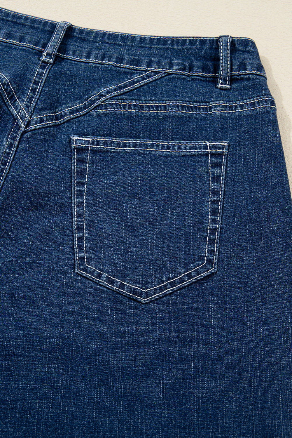 Sail Blue Stitched Waist Cuffed Denim Jeans