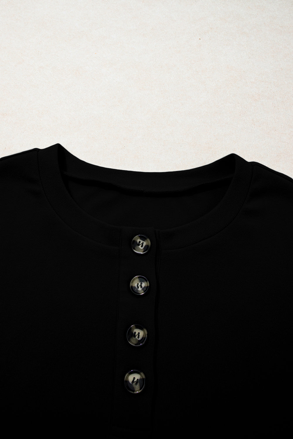 Plus Size Solid Buttoned Henley Sweatshirt