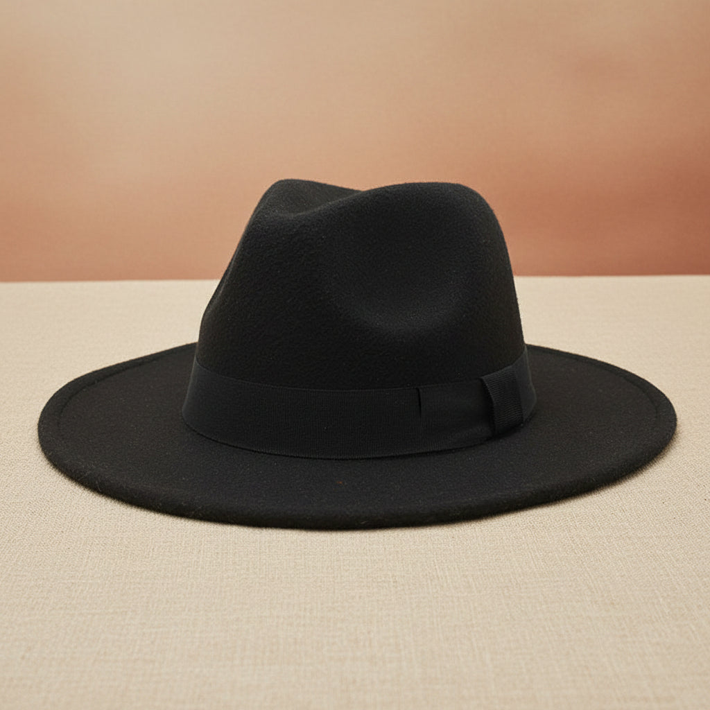 Wide Brim Bell Crown Felt Hat – Unisex Minimalist Sun Hat