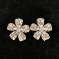 Womens Exaggerated Large Flower Rhinestone Stud Earrings,Heavy Craft Style Light Luxury Party Fashion Earrings