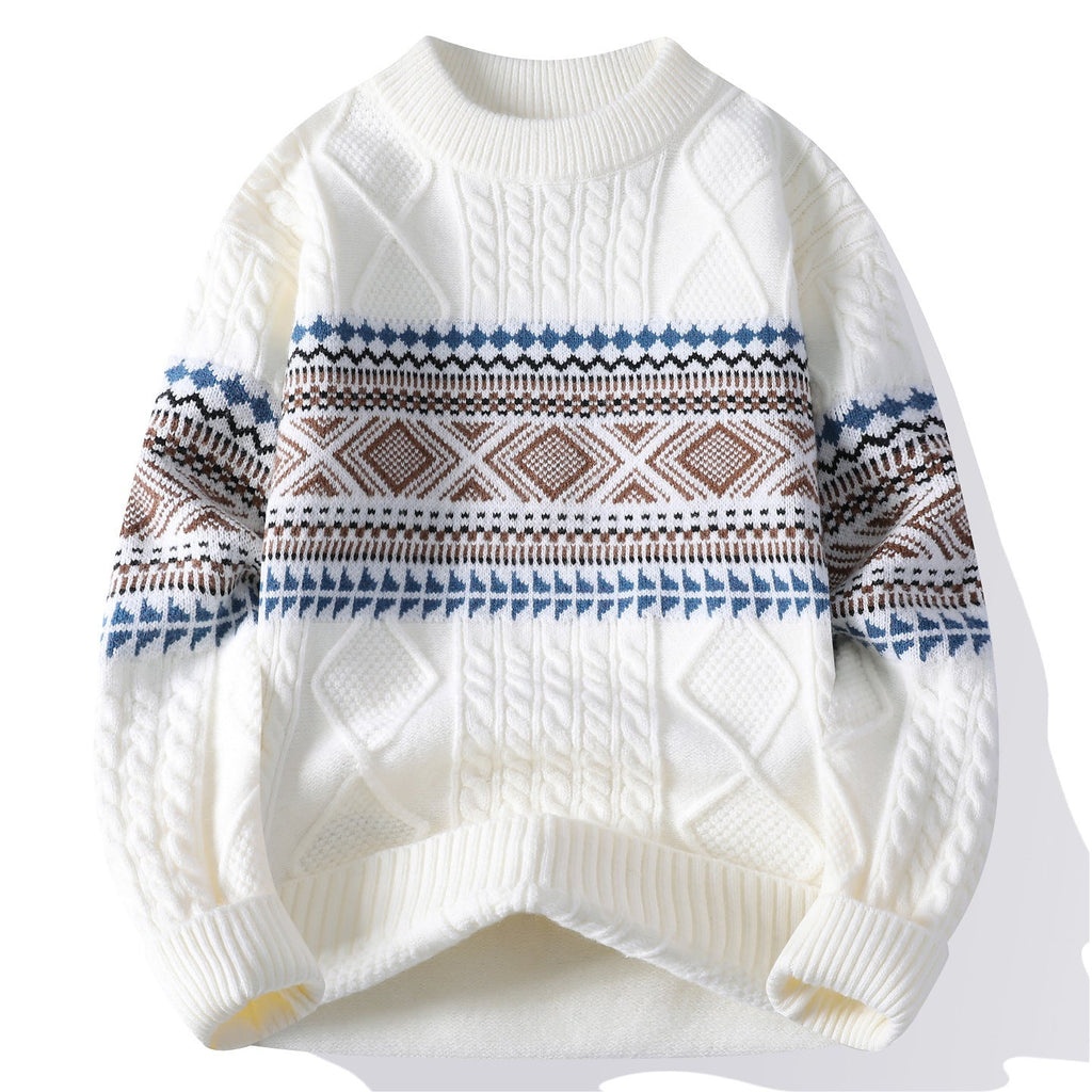 Men's Classic Geometric Mock Neck Sweater