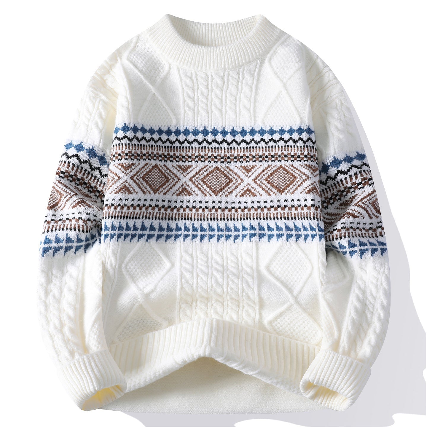 Men's Classic Geometric Mock Neck Sweater