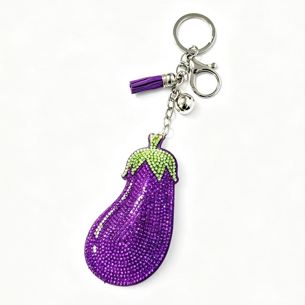 Hot-fix Rhinestone Eggplant Keychaincreative Fruit Design