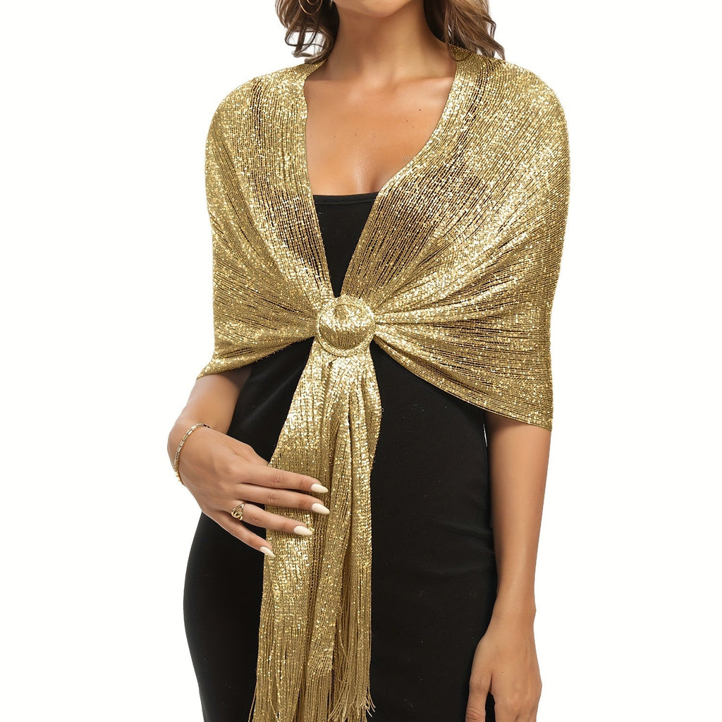 Elegant Golden and Silvery Shawl
