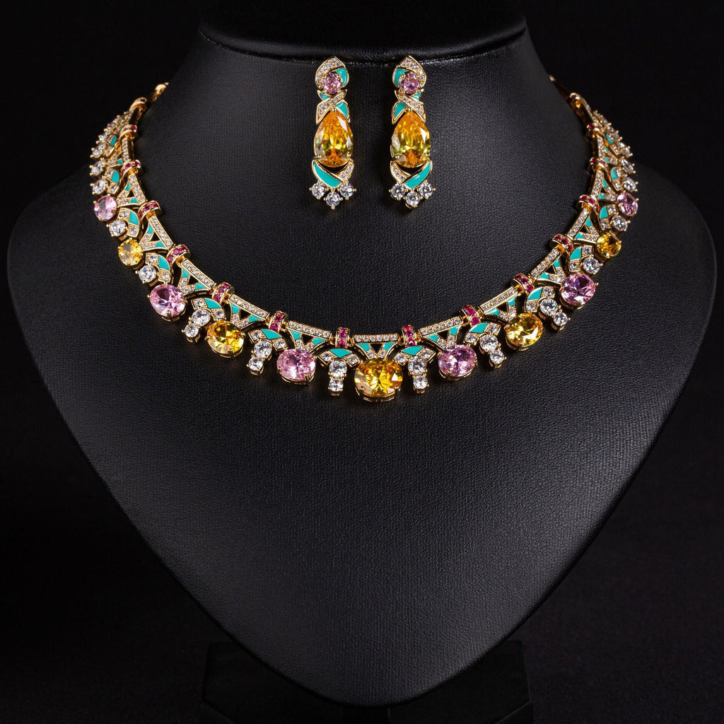 Cross-Border Same Price Necklace Irregular Pink Luxury Oil Dripping Craft High-End Women's Evening Clavicle Chain Jewelry For Women