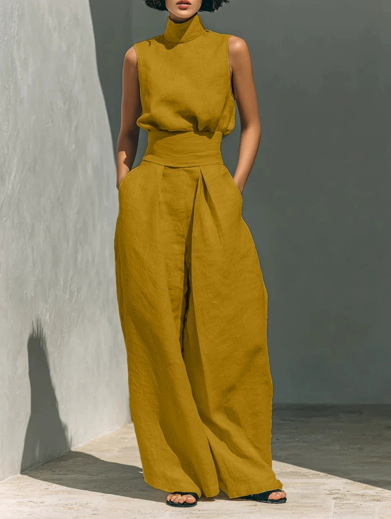 Women's Cotton Linen Two-Piece Set