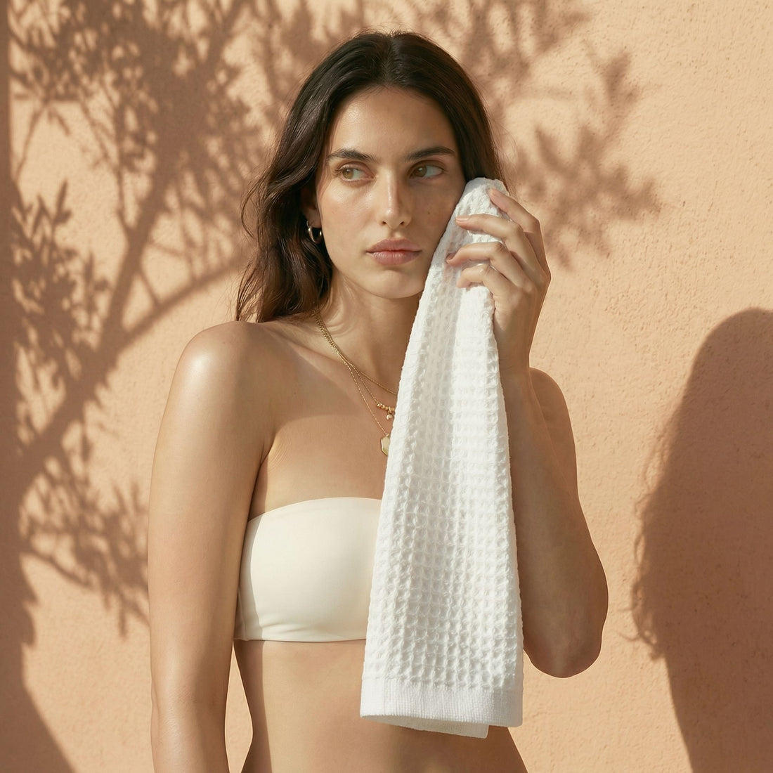Sedona White Cotton Waffle Weave Bath Towel