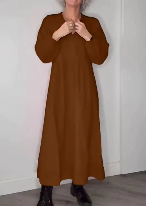 Women's V-Neck Long Sleeve Dress - Elegant Fall Style