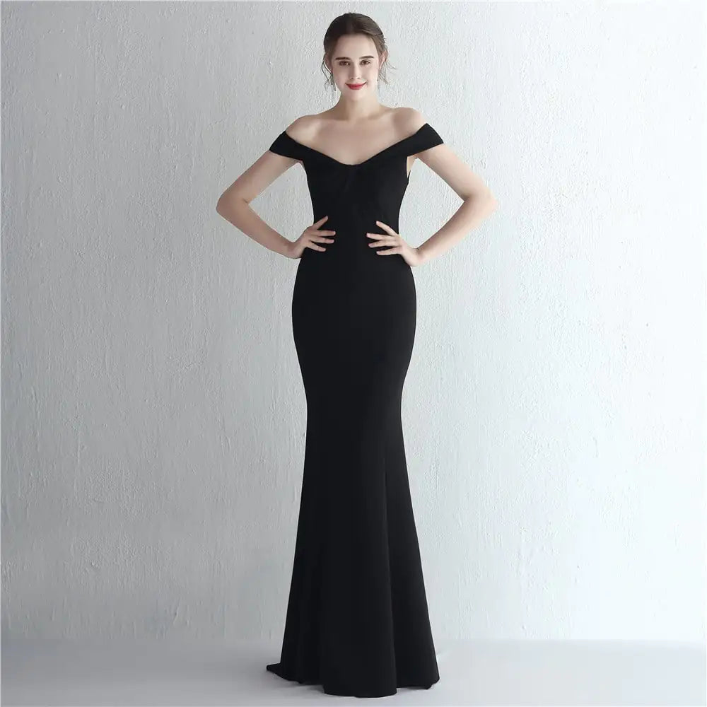 Women's Slim-Fit Off-Shoulder Long Formal Evening Maxi Dress - Image 5