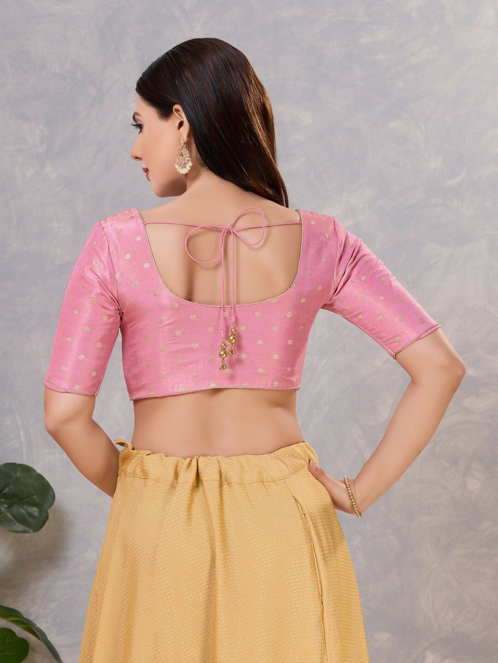 Light-Pink Silk Stitched Blouse for Women