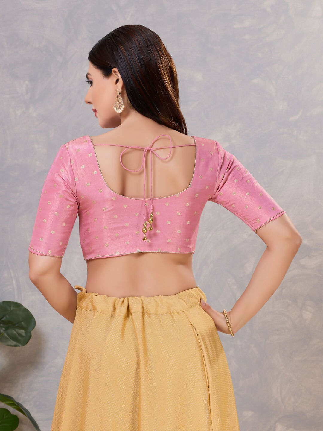 Light-Pink Silk Stitched Blouse for Women