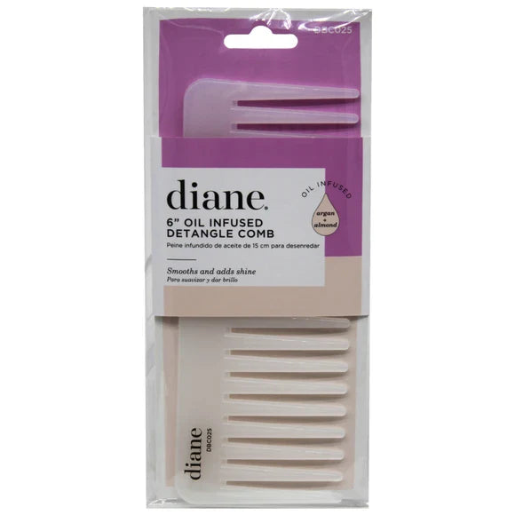 Translucent white Diane 6-inch oil-infused detangling comb for hair care