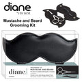 N.o.s. Barber Supply grooming kit in black and silver with mustache-shaped case, comb, and scissors.