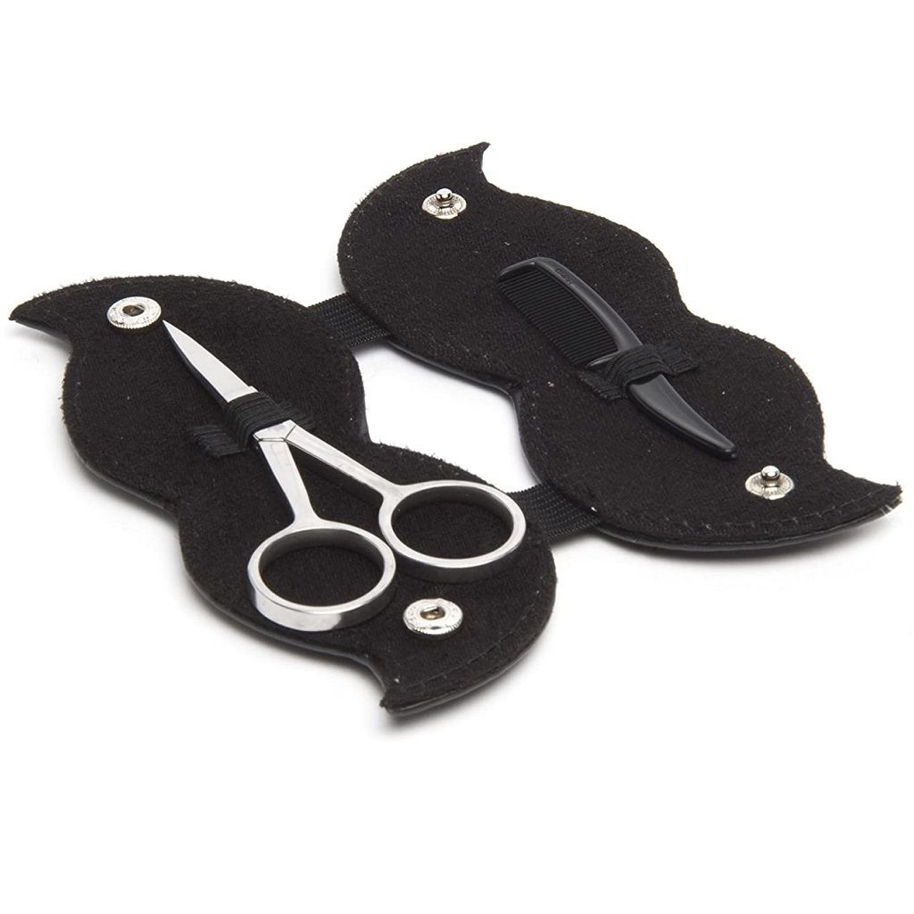 Mustache & Beard Grooming Kit - Black & Silver Travel Set