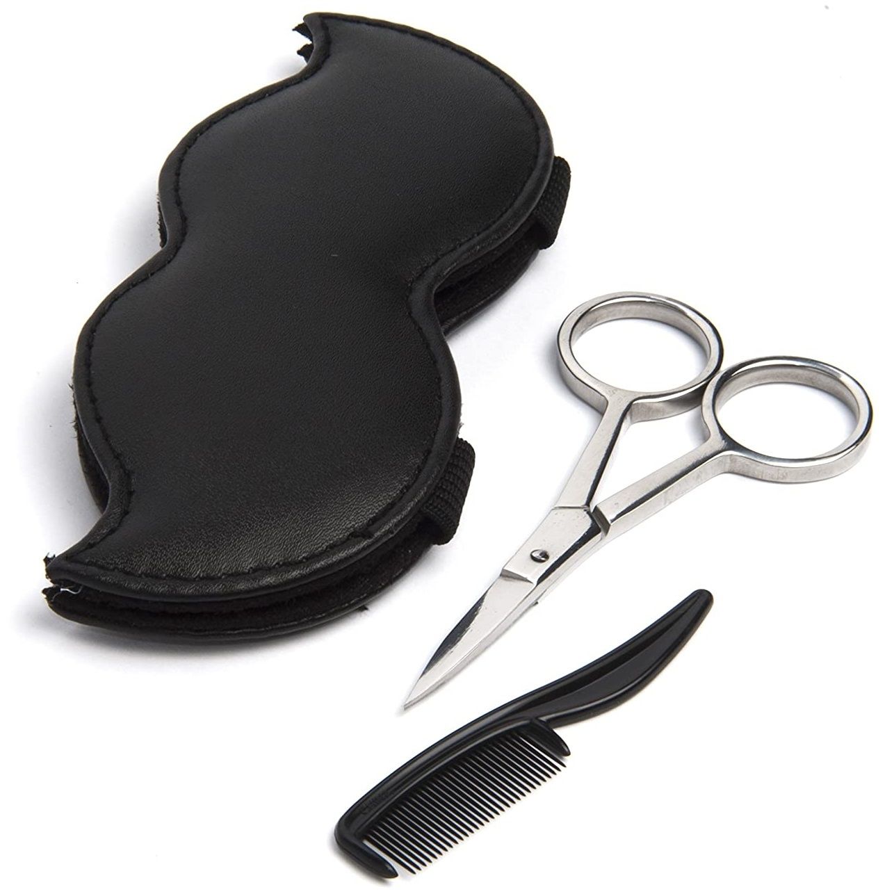 Mustache & Beard Grooming Kit - Black & Silver Travel Set