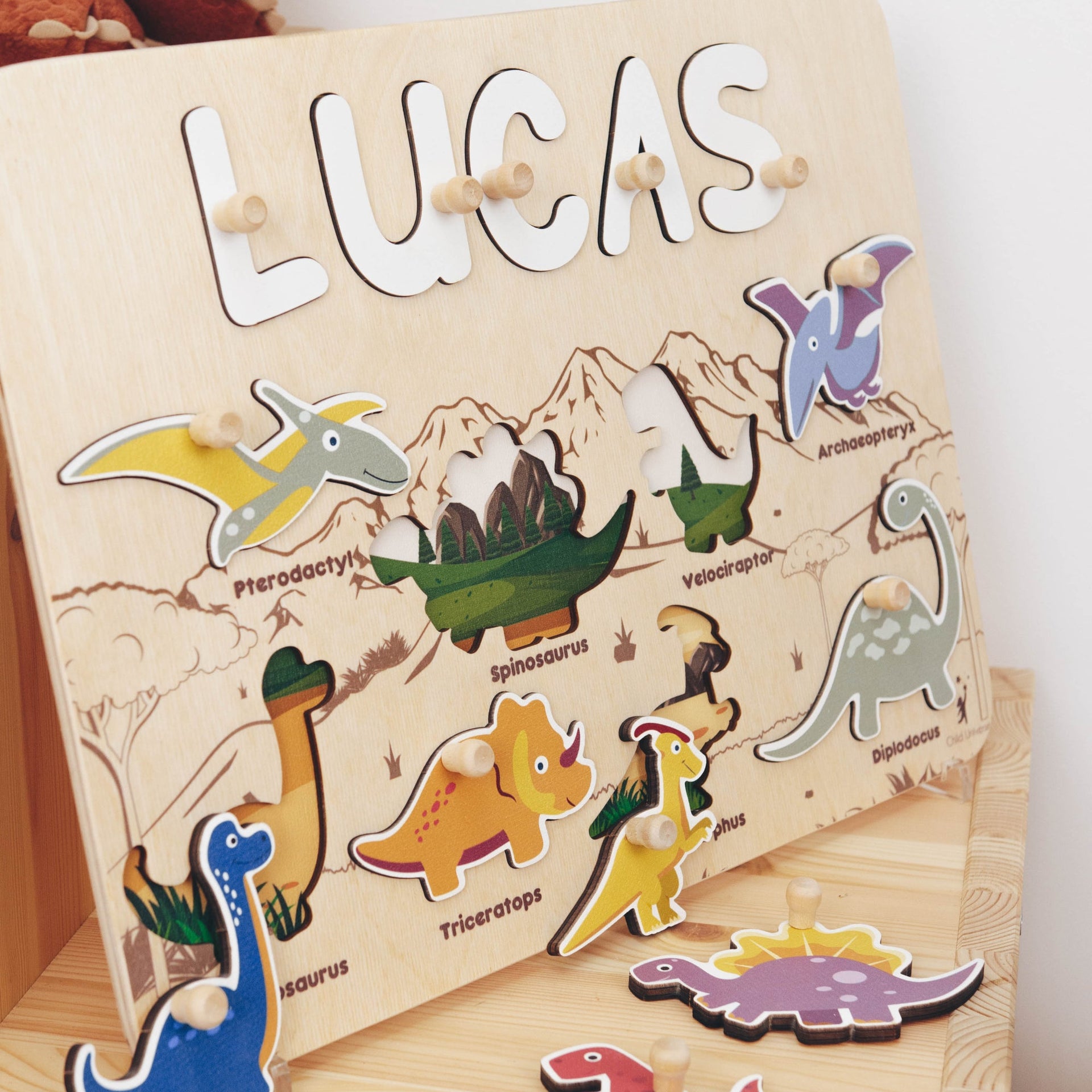 Personalized Dinosaur Name Puzzle & Educational Busy Board for Kids