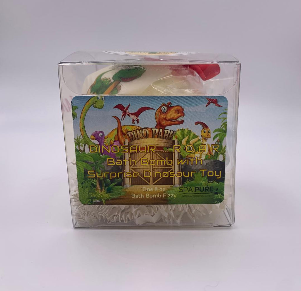 DINOSAUR (R.O.A.R!!)  Bath Bomb with toys inside XXL 8-9 oz, colorful, moisturizing, will not stain your tub, great gift for kids