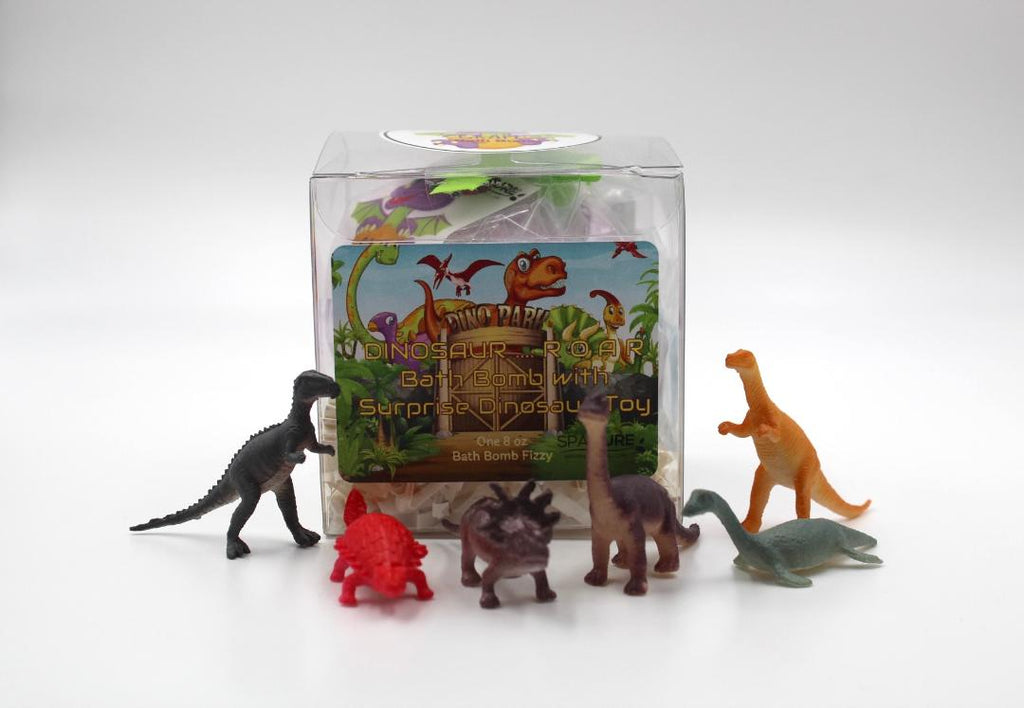 DINOSAUR (R.O.A.R!!)  Bath Bomb with toys inside XXL 8-9 oz, colorful, moisturizing, will not stain your tub, great gift for kids