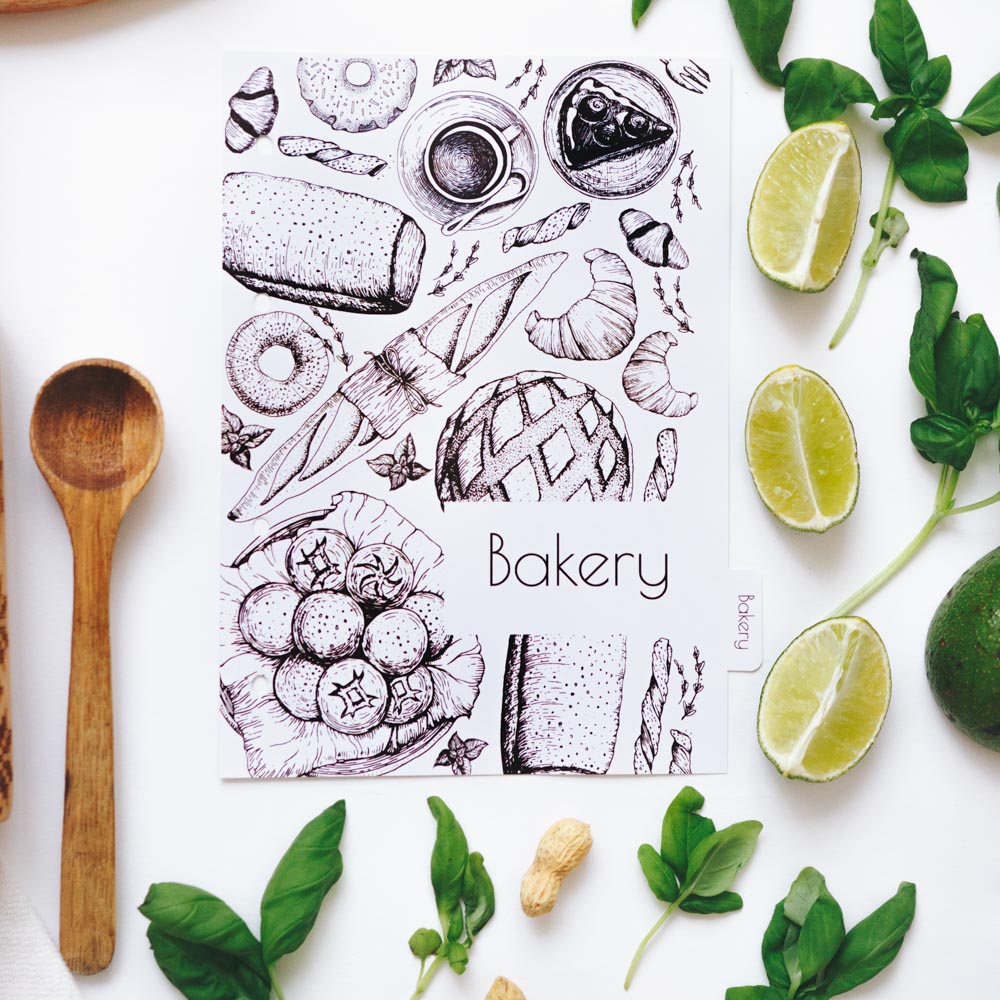 7-Piece Minimalist Recipe Book Dividers for Kitchen Organization