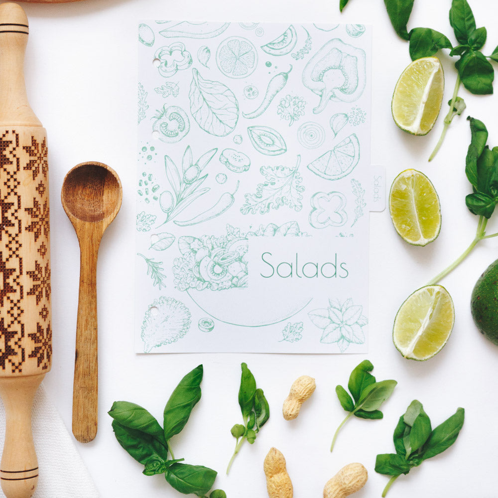 7-Piece Minimalist Recipe Book Dividers for Kitchen Organization