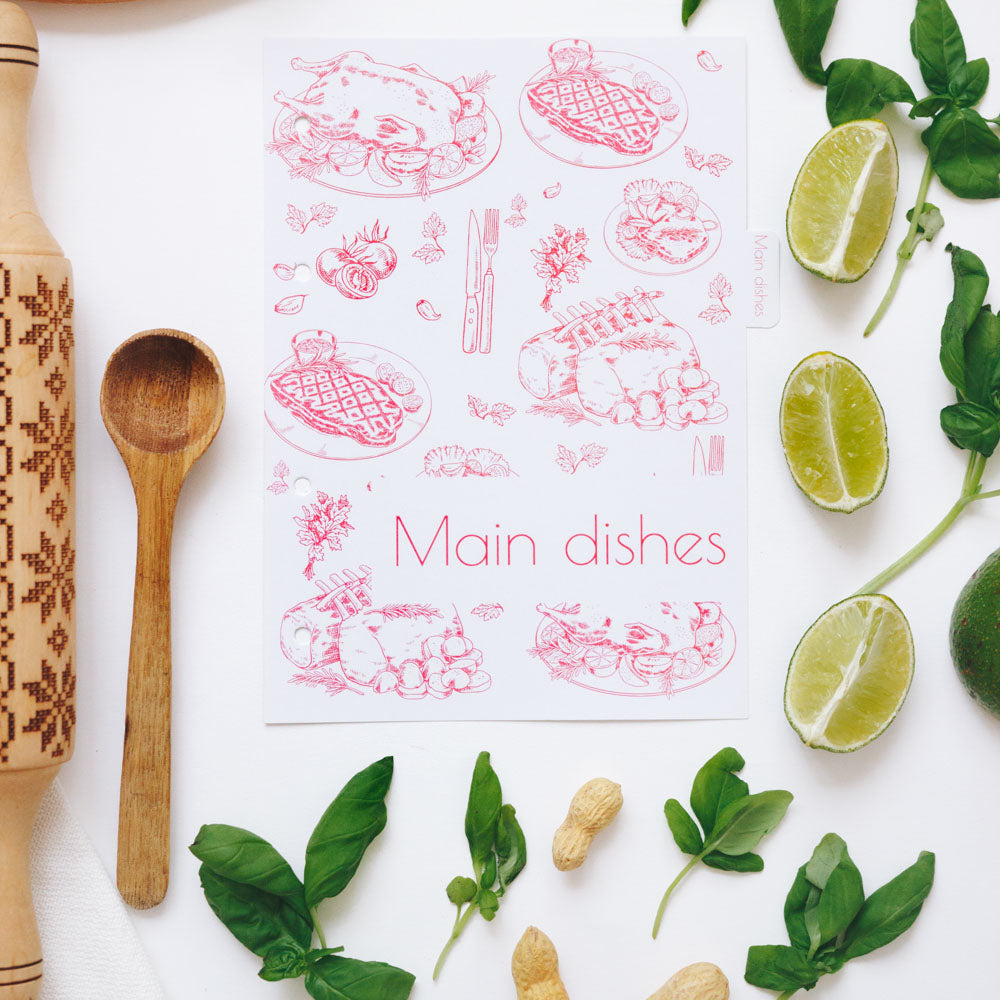 7-Piece Minimalist Recipe Book Dividers for Kitchen Organization
