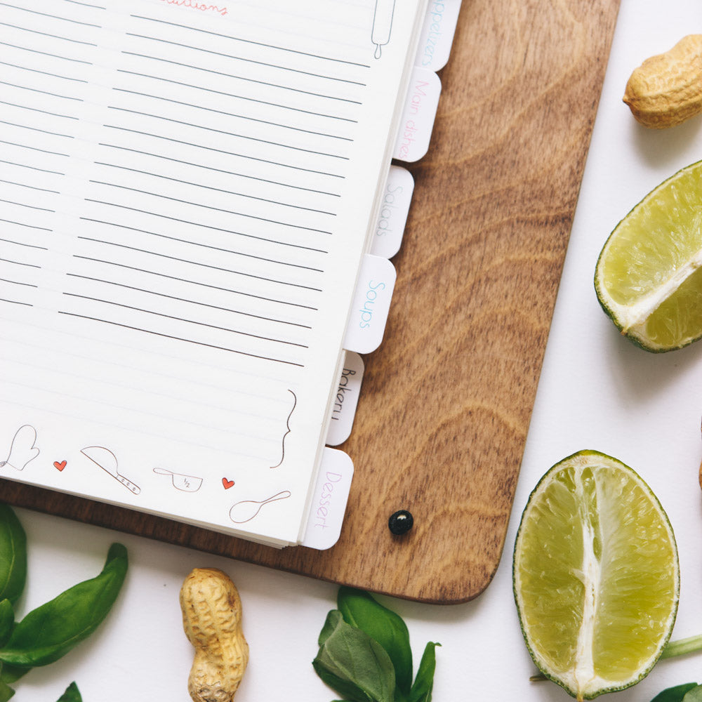 7-Piece Minimalist Recipe Book Dividers for Kitchen Organization
