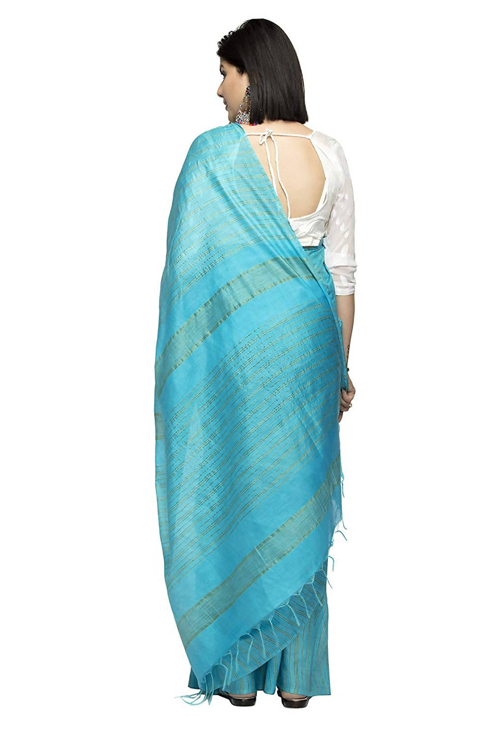 Firozi Bhagalpuri Saree with Unstitched Blouse Piece