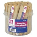 8-piece set of purse-size emery boards in a clear container with natural wood-tone accents