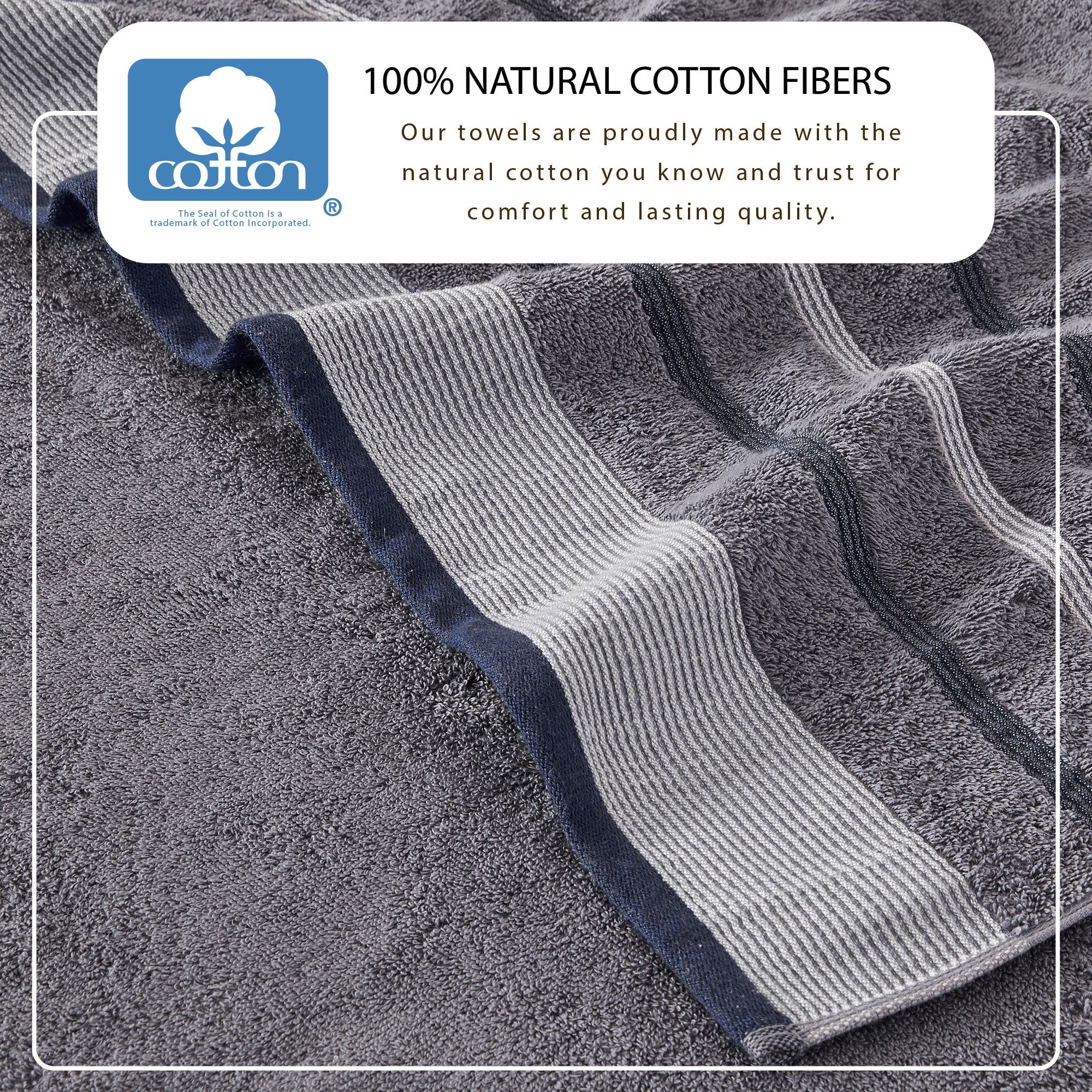 Decorative Cotton Stripe Bath Towel Set - Noelle Collection