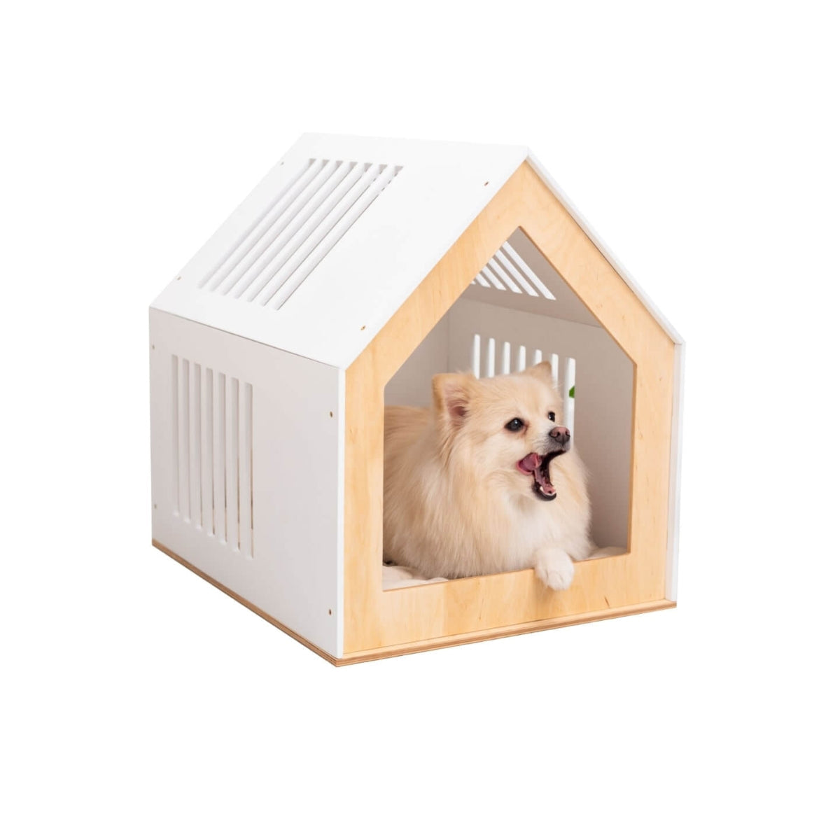 Modern indoor wooden dog house available in five colors