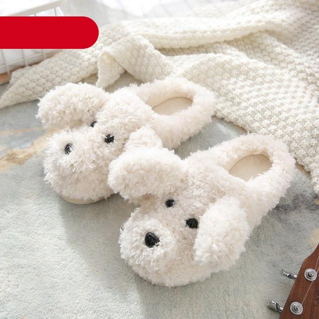 Cute Dog Slippers for Women - Cozy Plush Indoor Winter Home Shoes
