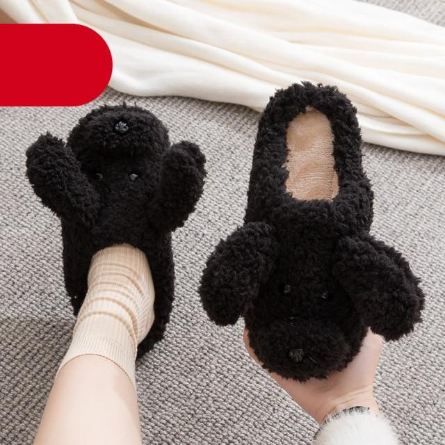 Cute Dog Slippers for Women - Cozy Plush Indoor Winter Home Shoes
