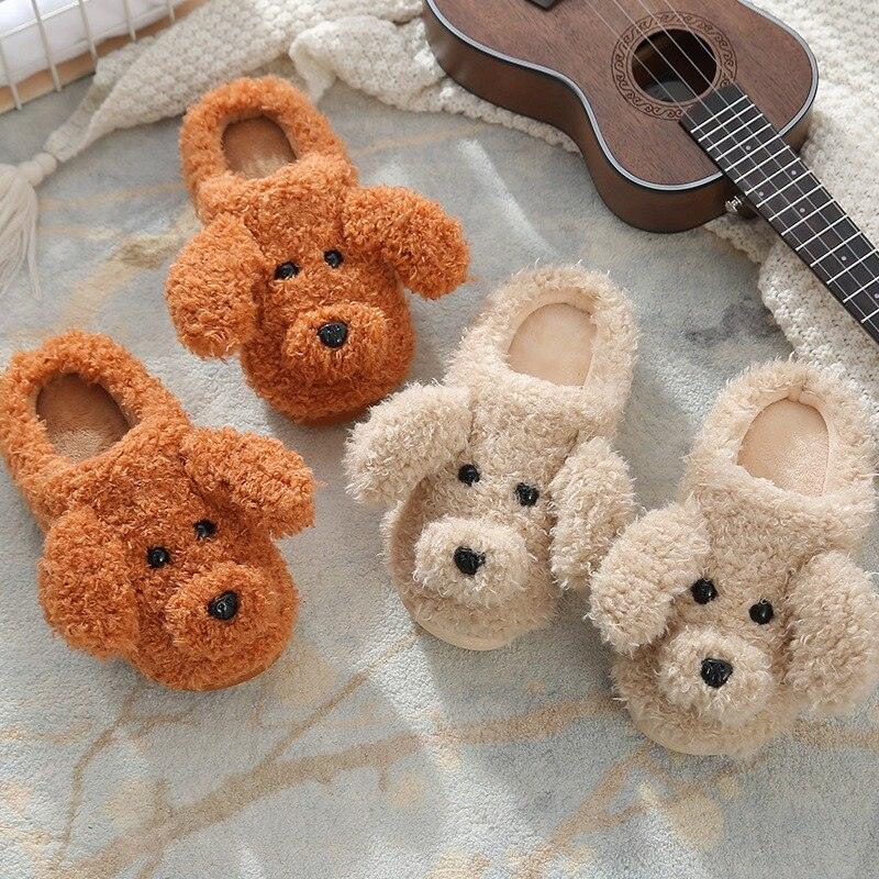 Cute Dog Slippers for Women - Cozy Plush Indoor Winter Home Shoes