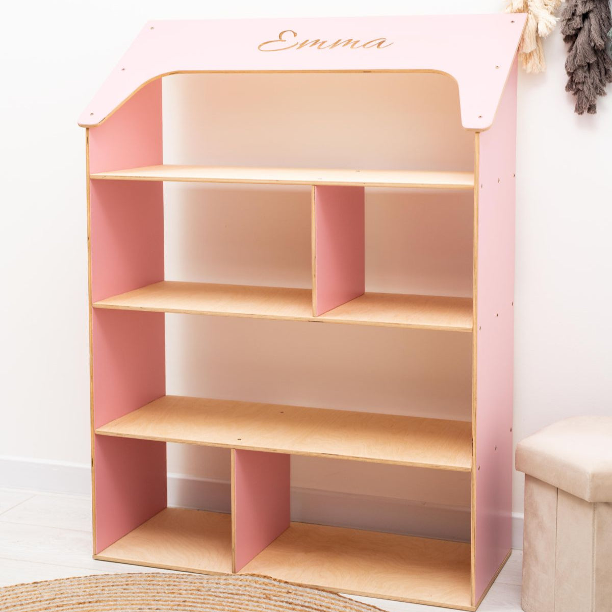 House-Shaped Montessori Bookcase for Kids Nursery and Playroom