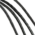 Solid black feather hair extensions ranging from 7cm to 30cm