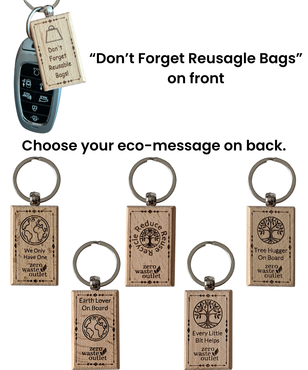 "Don't Forget Reusable Bags" Wooden Keychain