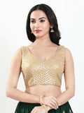 Joban Fashion Gold Silk Padded Blouse With Sweetheart Neck Sleeveless