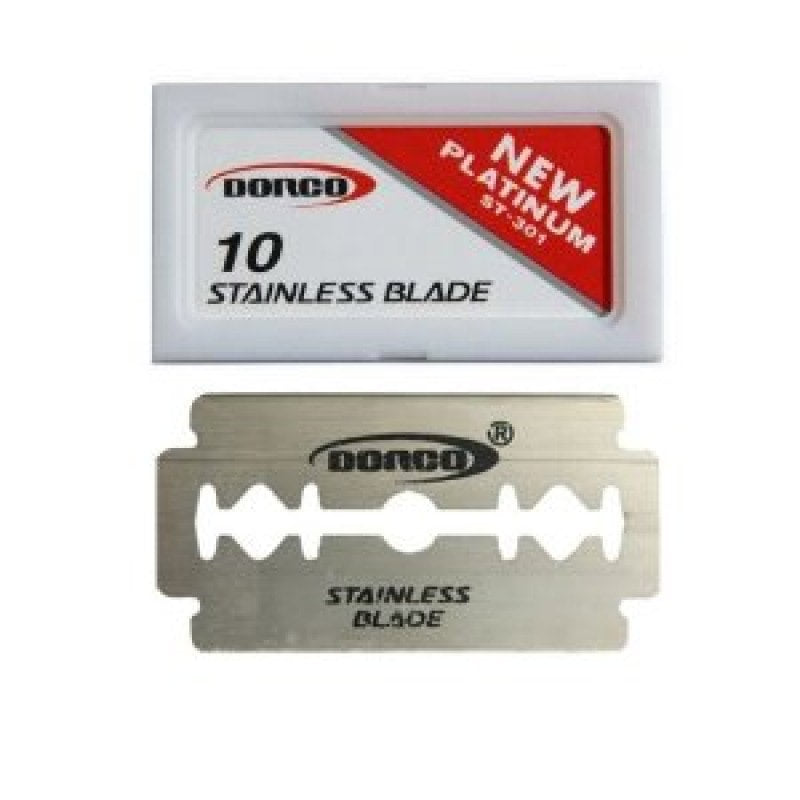 Platinum Coated Stainless Steel Double Edge Razor Blades - 10 Pack