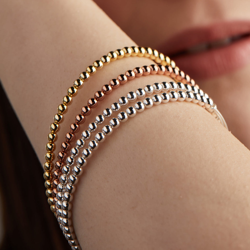 Minimalist Dot Beaded Bracelet in Gold and Silver Finish
