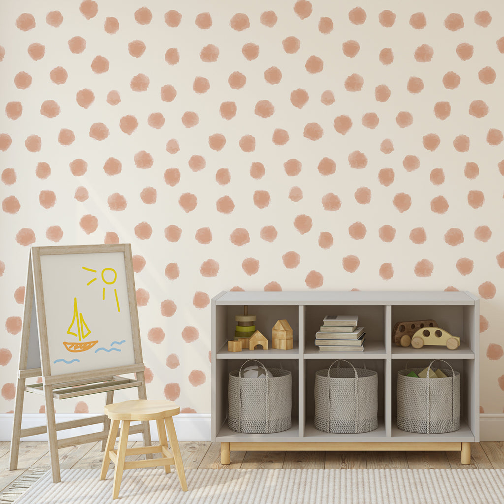 Joyce Polka Dot Removable Wallpaper - Cream & Terracotta