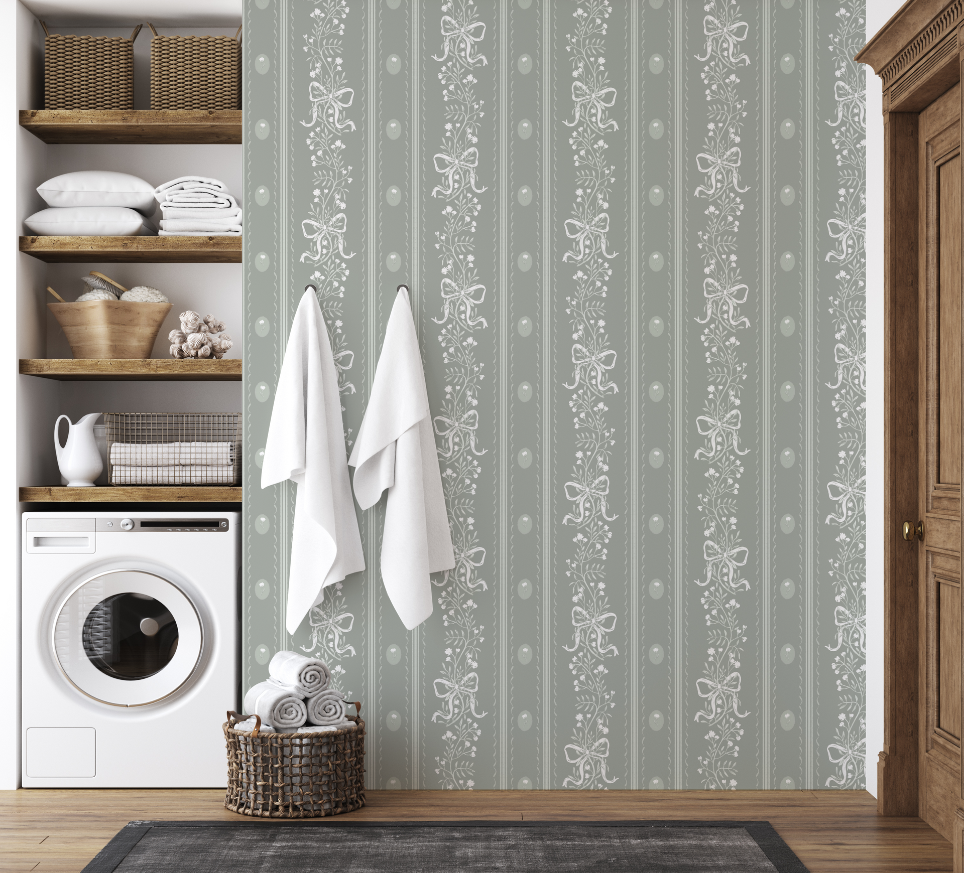 Dottie Floral Removable Wallpaper - Pink Blue and Green Cottagecore