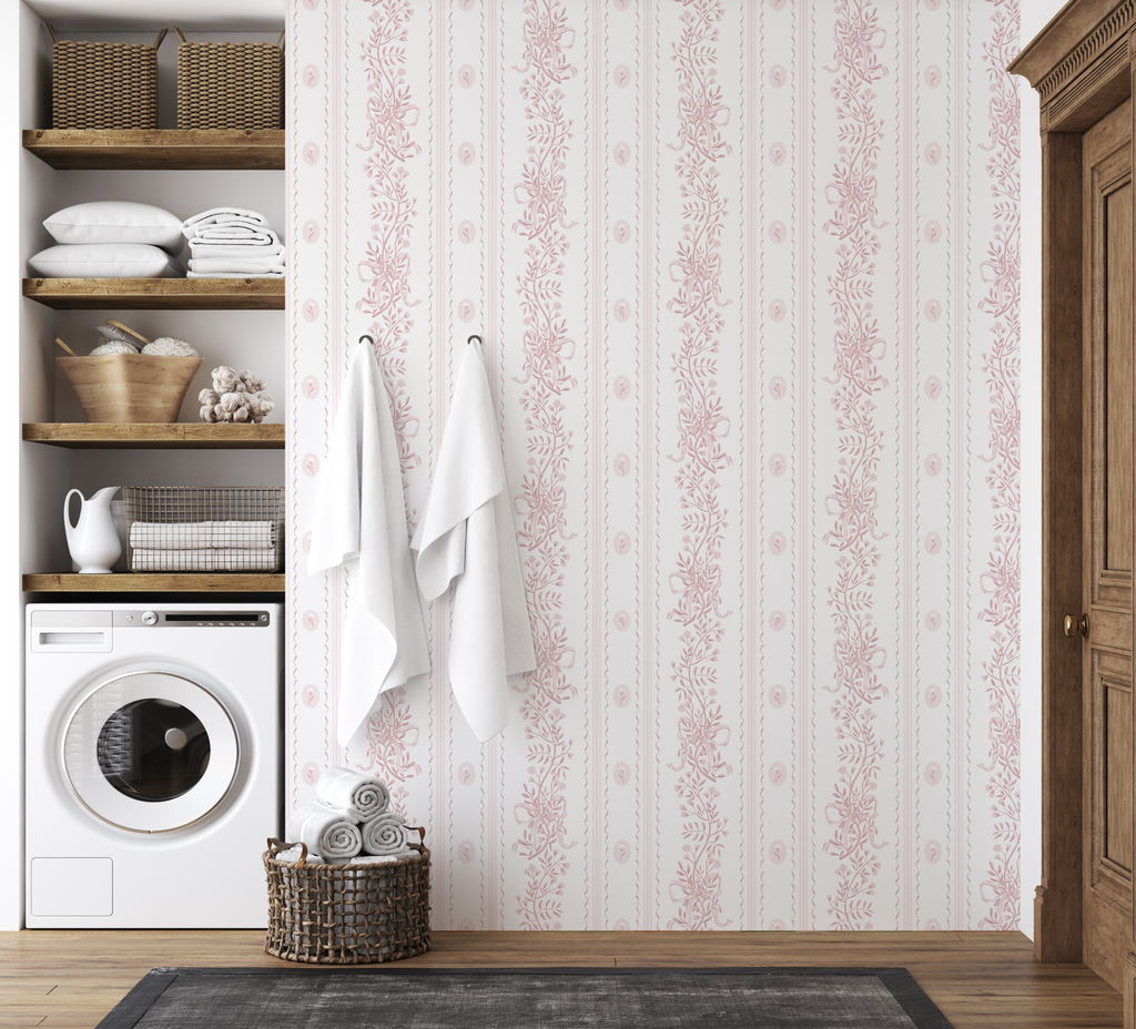 Dottie Floral Removable Wallpaper - Pink Blue and Green Cottagecore