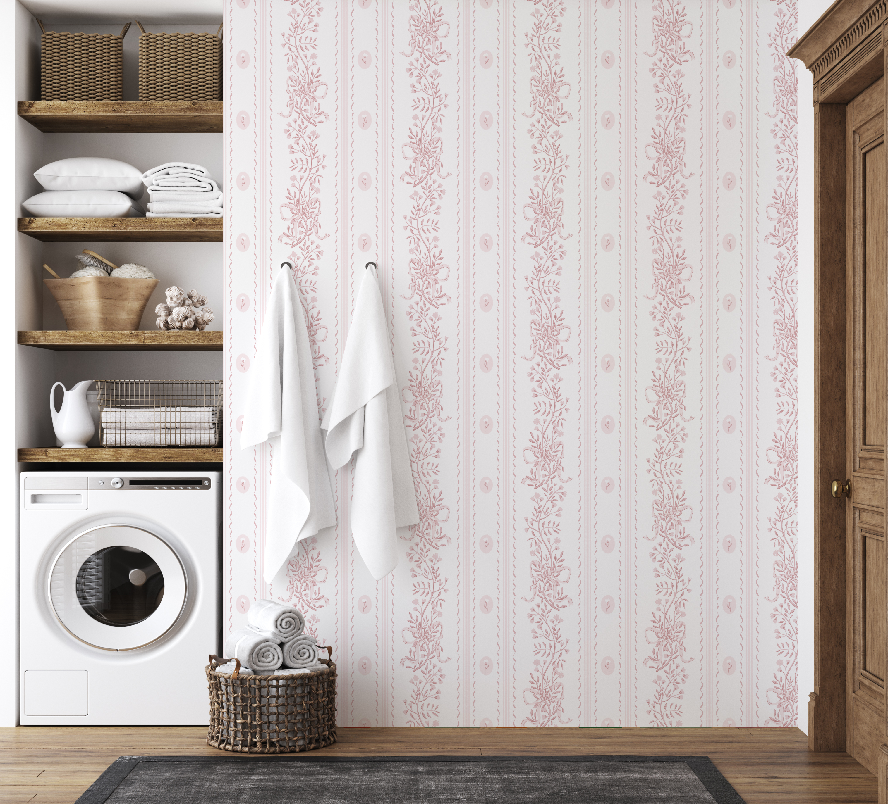 Dottie Floral Removable Wallpaper - Pink Blue and Green Cottagecore