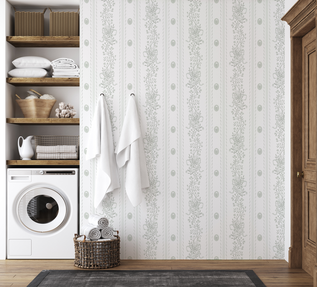 Dottie Floral Removable Wallpaper - Pink Blue and Green Cottagecore