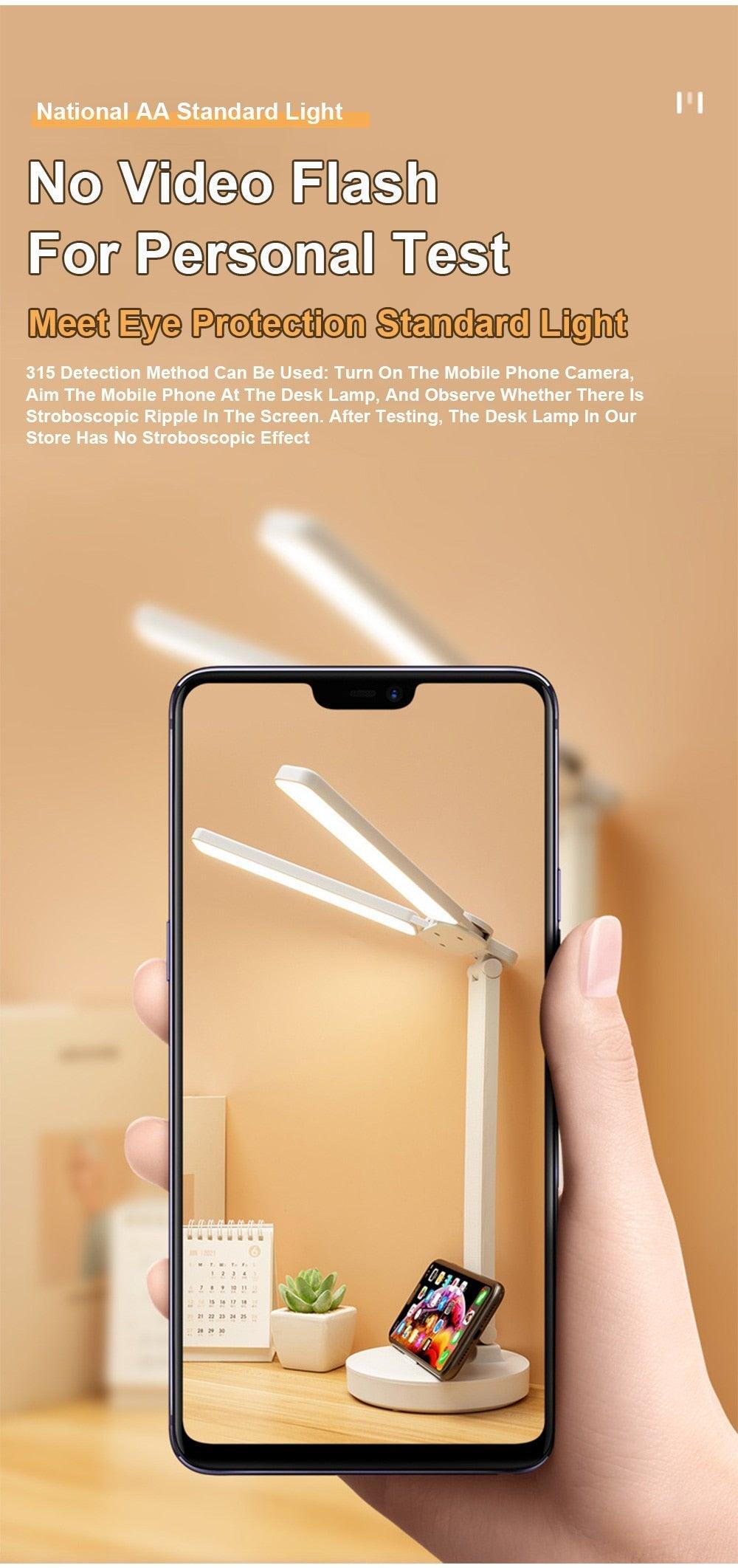Double Head LED Foldable Desk Lamp with Phone Stand - Modern White
