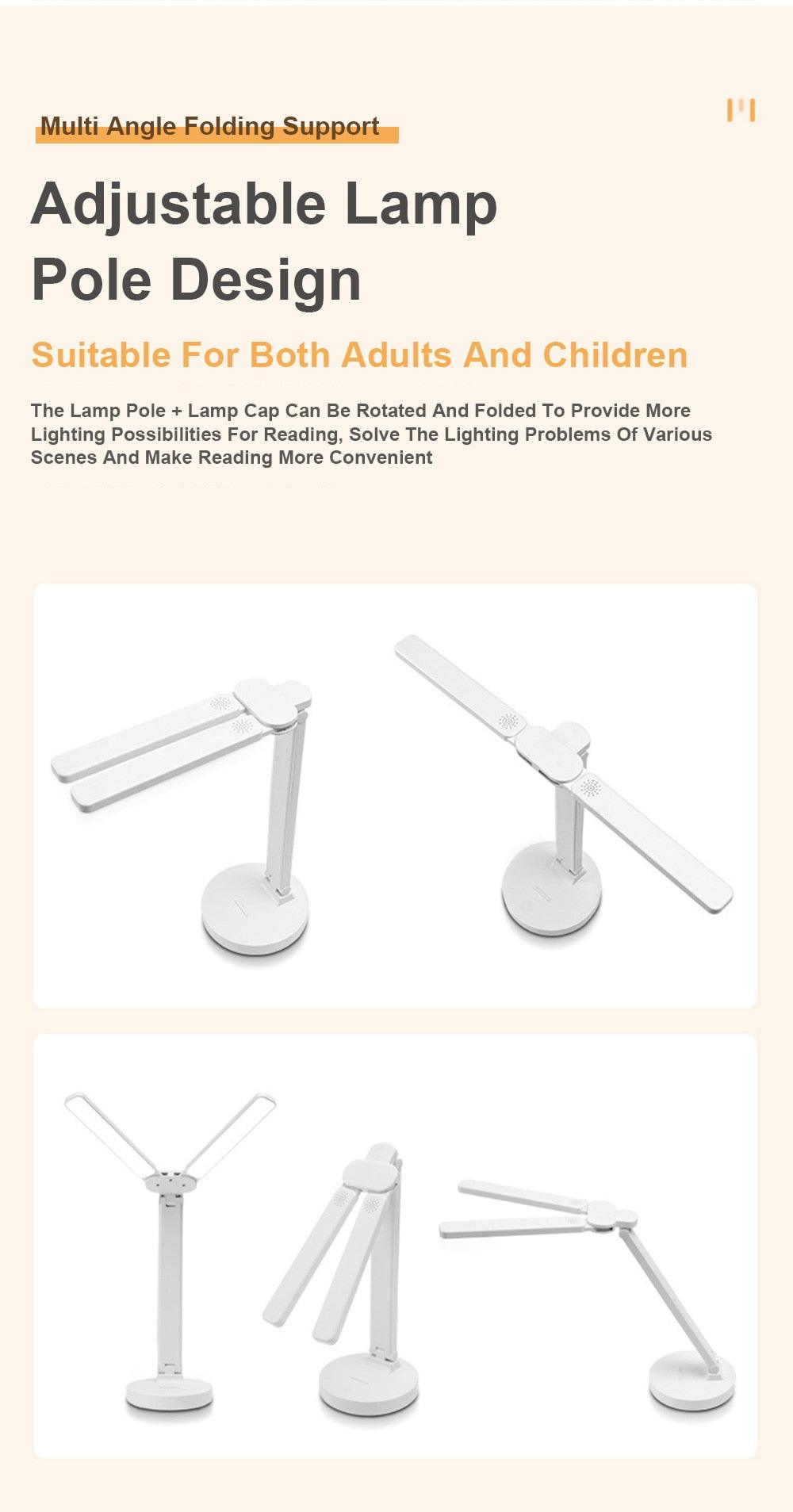 Double Head LED Foldable Desk Lamp with Phone Stand - Modern White