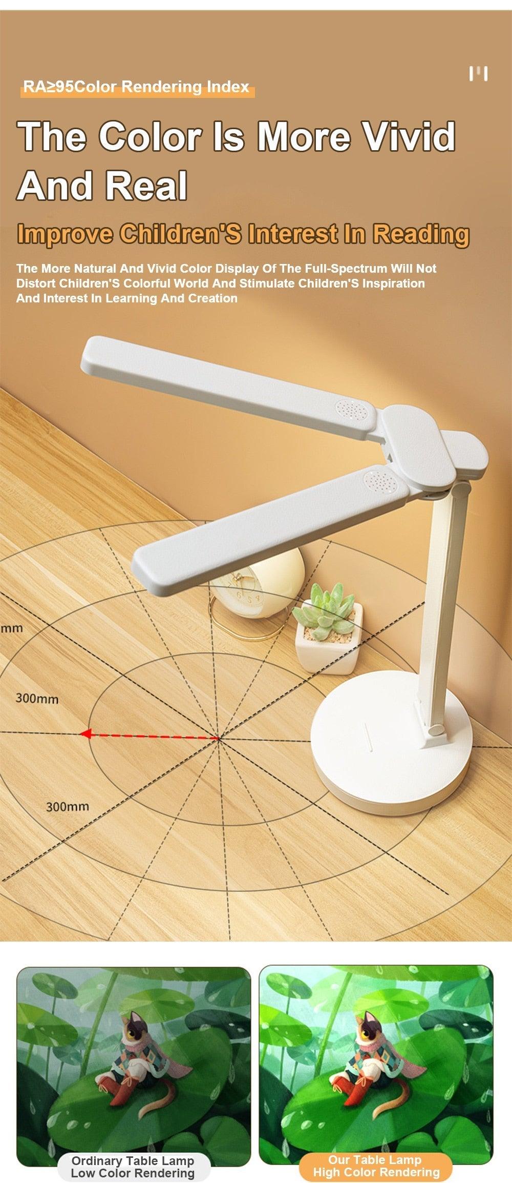 Double Head LED Foldable Desk Lamp with Phone Stand - Modern White